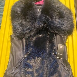 Guess leather/fur vest